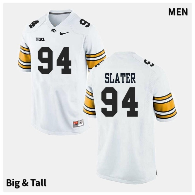 Men's Iowa Hawkeyes NCAA #94 Michael Slater White Authentic Nike Big & Tall Alumni Stitched College Football Jersey IY34H07RS